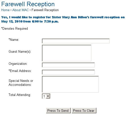 Reception Form